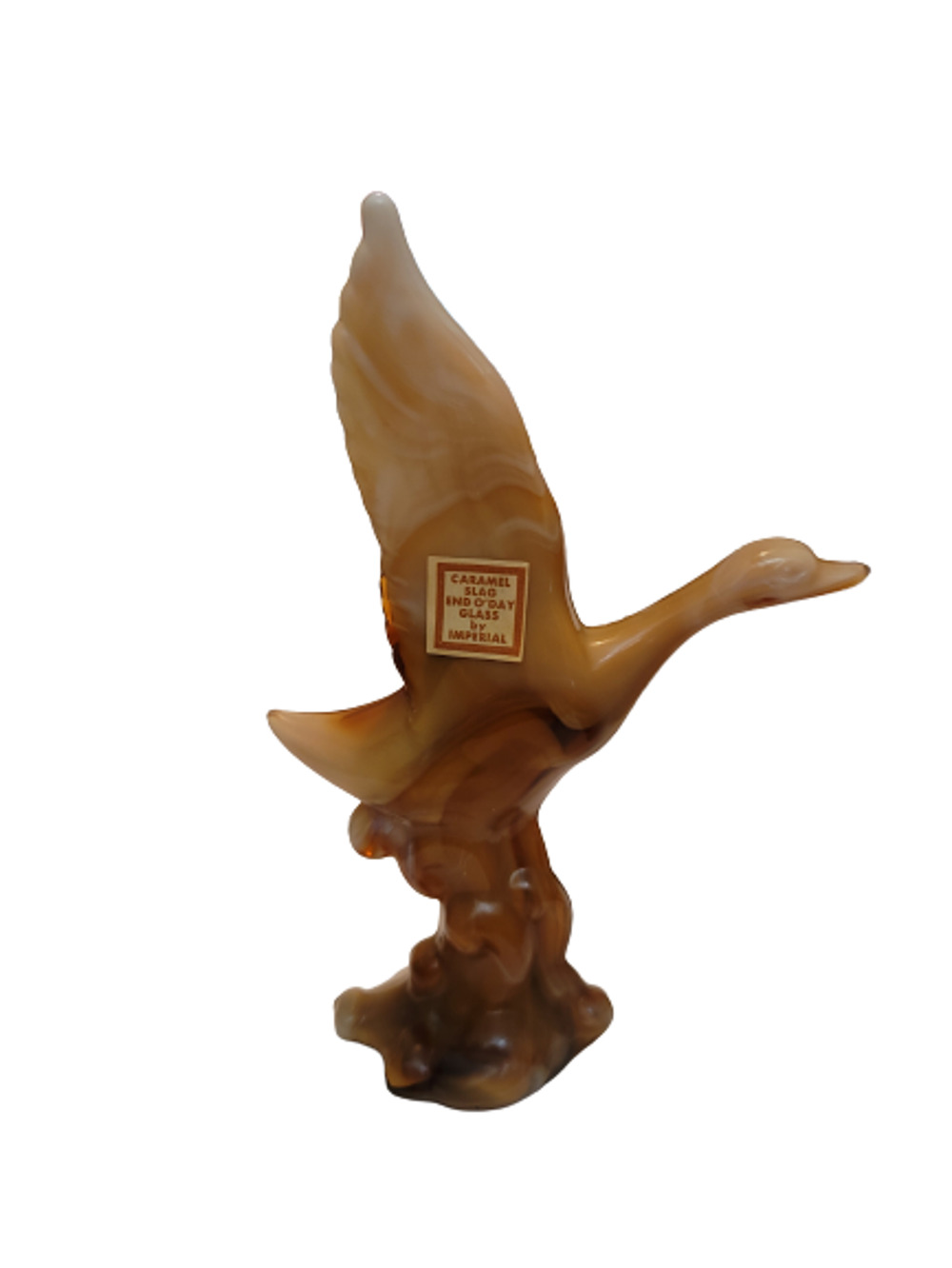 Vintage Caramel Swag End O'Day Glass Goose Figurine